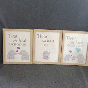Watercolor Elephant Family Framed Canvas Wall Art ,First We Had Each Other Qu...